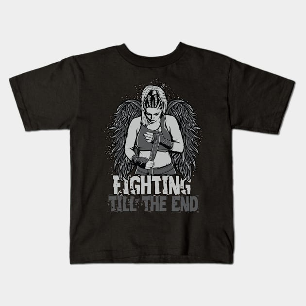Angel Warrior Kids T-Shirt by Blind Ninja